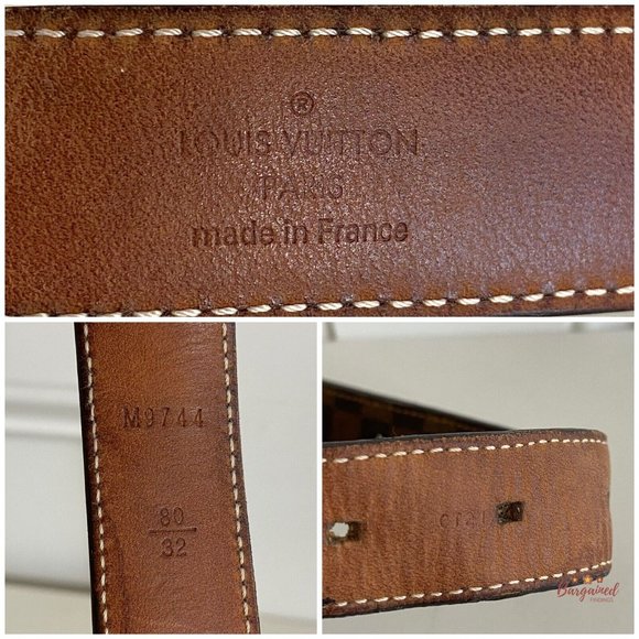 Authentic Louis Vuitton Damier Ebene Canvas Leather Mini 25mm Buckle Belt 80/32 main image 10